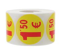 BESTonZON Pegatinas de Precio para Supermercados 1 Rollo 500 Etiquetas Adhesivas en Papel Resistente 1,50 Euros para Tiendas Minoristas y Venta Ambulante