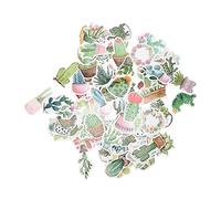 BESTonZON Pegatinas De Pvc Suculentas y Cactus Para Diario y Álbum De Recortes, 100 Unidades, Resistentes Al Sol y Reutilizables, Ideales Para Portátiles, Maletas y Botellas De Agua