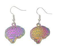 BESTonZON Pendientes Colgantes de Cerebro para Mujer Joyas Creativas Diseño Colorido de Neuronas Accesorios Únicos para Eventos y Uso Diario