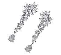 BESTonZON Pendientes Colgantes Largos de Banquete Strass de Metal en Plata, Diseño Brillante y Lujoso para Fiestas y Bodas Elegantes