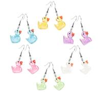 BESTonZON Pendientes Colgantes para Mujer 6 Pares de Gancho Diseño de Patito 3D Multicolor Que Brillan la Oscuridad Ligeros y Cómodos para Adolescentes Joyería Divertida para Uso Diario y