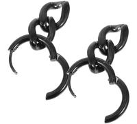 BESTonZON Pendientes De Cadena Cubana Colgantes Para Mujer Aleación Negra Moderno Fiesta Casual Tamaño Único Span Style= Display None/span