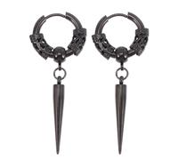 BESTonZON Pendientes Punk para Hombre 2 Piezas Colgantes de Aleación Negra Estilo Retro Pinchos Atrevidos Accesorios Ideales para Fiestas Uso Diario y Festivales