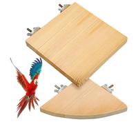 BESTonZON Perchas de Madera para Jaulas de Pájaros, 2 Piezas, Plataforma para Loros y Periquitos Área Adicional para Posarse, Accesorios para Jaulas y Complementos para Aves