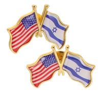 BESTonZON Pines de Solapa Amistad Estados Unidos E Israel, Broche Metálico Bandera Nacional, 2 Unidades, Aleación Recubrimiento de Resina, para Ropa, Bolsos, Chaquetas y Sombreros