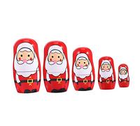 BESTonZON Presente Natividad Papá Noel Babushka Adornos Navideños Primera Muñeca Rusa Muñecas Rusas Navideñas Decoración Adorno para El Hogar Adorno Divertido Bambú Rojo