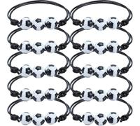 BESTonZON Pulsera Deportiva Ajustable de Cuerda Encerada Bolas Decorativas de Baloncesto, Pack de 10 Unidades para Fans del Baloncesto, Pulsera Portátil Resistente al Desgaste para