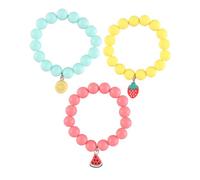 BESTonZON Pulseras de Cuentas Colgantes de Frutas, Set de 3 Piezas (amarillo, Azul Lago, Rojo Sandía), Pulseras Decorativas para Muñeca Infantiles, Accesorio Colorido para Obsequio y