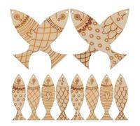 BESTonZON Recortes de Madera sin Terminar de Peces 50 Piezas, Adornos para Manualidades DIY Estilo Mediterráneo, Decoración Náutica para Proyectos Creativos Infantiles y Fiestas