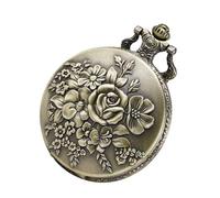 BESTonZON Reloj De Bolsillo Vintage De Aleación Cadena Fina, Clásico Retro, Accesorio para Hombre y Mujer, Uso Diario y Obsequio Elegante, Patrón Floral En Tono Cobre Antiguo