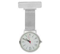 BESTonZON Reloj de Enfermería Clip Metálico Plateado para Mujeres Profesionales Médicas Uso Hospitalario Colgante Compacto y Preciso