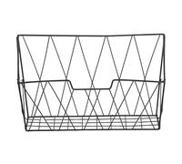 BESTonZON Revistero Colgante de Pared Metálico Negro 34X22X6 CM Organizador de Archivos y Correo Multiusos para Oficina y Hogar Expositor de Revistas y Portaperiódicos de Malla Resistente