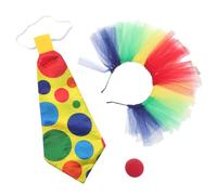 BESTonZON Set de Accesorios para Disfraz de Unisex Diadema Arcoíris Nariz Suave y Corbata Colorida Ajustable Kit Completo para Fiestas de Halloween Cumpleaños y Carnaval