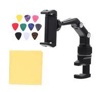 BESTonZON Soporte Móvil Ajustable Para Músicos Clip Flexible Para Guitarra Soporte Para Teléfono Instrumentos Negro y Gris Con Paño Limpiador Incluido Multifuncional y Antideslizante