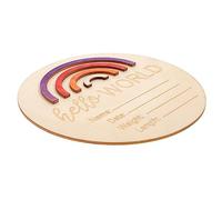 BESTonZON Tarjeta De Del Arco Iris Decoración Del Tablón De Anuncios Anuncio De Embarazo Signo De Bebé De Un Mes Nido Alto Campana Cartel De Bienvenida Del Bebé Cambiando Chico Madera