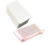 BESTonZON Tarjetas para Pendientes con Bolsas Autoadhesivas 400 Piezas 200 Tarjetas Blancas 5X9 CM 200 Bolsas Transparentes 6X12 CM para Exhibición y Embalaje de Joyería en Casa y
