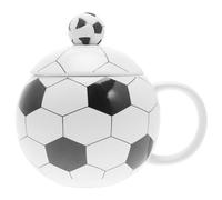 BESTonZON Taza Fútbol 3 5 Pulgadas Vaso Fútbol Con Cuchara Y Tapa Taza Fútbol Cerámica Reutilizable Taza Té Cerámica Para El Hogar Taza Fútbol Cerámica Para