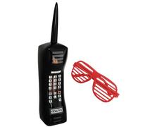BESTonZON Teléfono Inflable Retro Años 90 y Gafas de Plástico para Niños, 2 Piezas, Decoración de Fiesta de Discoteca, Accesorios de Disfraz Vintage para Juegos y Eventos Color Aleatorio