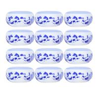 BESTonZON Tintero de Cerámica Azul y Blanco Tamaño Pequeño Set de 12 Piezas para Caligrafía y Pintura Bandeja para Pinceles y Plato para Tinta Accesorio Portátil para Estudiantes y