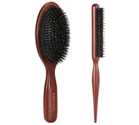 BESTOOL Cepillo de pelo, 100% cerdas de jabalí puras para mujeres, hombres y niños, cerdas naturales para cabello fino y delgado, cepillo para peinar hacia atrás, restaura brillo y textura