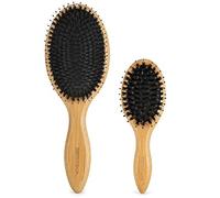 BESTOOL Cepillo de pelo (regular y pequeño), cepillos de cerdas de jabalí para mujeres, hombres y niños, cabello grueso y fino, cepillo para desenredar y suavizar, brillo sedoso