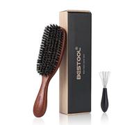 BESTOOL - Cepillo para cabello y barba con cerdas de jabalí - para hombre y mujer, cabello fino y delgado - mango de ébano