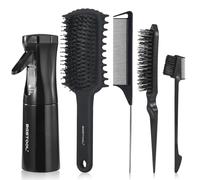 BESTOOL Cepillo para el cabello con botella rociadora de 200 ml, cepillo rizador para mujeres y hombres para desenredar el cabello rizado, set de 3 piezas para peinado hacia atrás y contorno