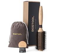 BESTOOL Cepillo redondo para secado, cerdas de jabalí con pasadores de nailon, cepillo de peinado profesional para mujeres y hombres, alisado, rizado, mejora la textura del cabello