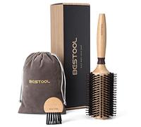 BESTOOL Cepillo redondo para secado, cerdas de jabalí con pasadores de nailon, profesional para mujeres y hombres, alisado, rizado, mejora la textura del cabello