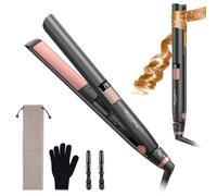 BESTOPE MIX Plancha de Pelo 2 en 1 Alisador y Rizador,Rosa Y Negro