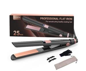 BESTOPE MIX Planchas del Pelo, 25MM Plancha de Pelo 2 en 1, Negro