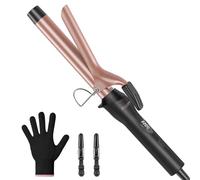 BESTOPE PRO Rizador de Pelo de 25 mm, Ondulador de Pelo Cerámica para el Cabello con Iones Negativos, 8 Temperaturas Ajustables, Calent. ráp. en 30s, Apag. aut. en 60min, Guante, 2 Grapas, Rosa dorado