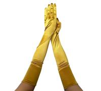 BESTORI Guantes de Disfraz Largos de Satén Guantes de Ópera de Codo para Cosplay y Fiesta de Los Años 20 Dorado