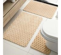 BESTORI Juego de 3 Alfombras de Baño de Microfibra Suave, Alfombra para Inodoro, Absorbente, Antideslizante, para Suelo de Baño, Beige
