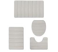 BESTORI Set de 4 Alfombras de Baño Antideslizantes Suaves Alfombras Baño Absorbentes Juego de Alfombrilla de Baño Lavables Blanco