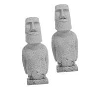 BESTOYARD 2 Piezas Estatua moái Estatua Moai Isla de Pascua Cabeza de Moai de la Isla de Pascua Piedra del jardín de a de Piedra Arenisca Grey