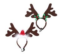 BESTOYARD 2 Piezas Tocado Navideño para Mascotas de Terciopelo Reutilizable y Cómodo Diseño de Cuernos de Reno y Sombrero Rojo para Perros y Gatos en Fiestas de Navidad