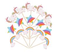 BESTOYARD 24piezas Adornos De Cupcake De Unicornio Para Decoración De Pasteles De Cumpleaños Toppers De Postre Temáticos Para Fiestas Infantiles y Celebraciones