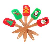 BESTOYARD 5 Piezas Espátula de Silicona para Hornear Mango de Madera, Resistente y Fácil de Raspar, Adecuado para Repostería Navideña y Decoración de Pasteles en Casa Varios estilos