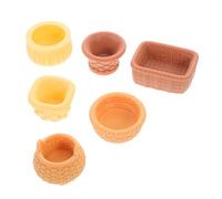 BESTOYARD 6 Piezas Miniature Dollhouse Baskets Tiny Resin Craft Fruit and Flower Baskets For DIY Landscaping and Decoration