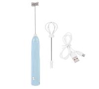BESTOYARD Burbujeador de Leche Eléctrico Portátil Azul Batidor de Acero Inoxidable y Cuerpo Ligero Adecuado para Fiestas y Bares