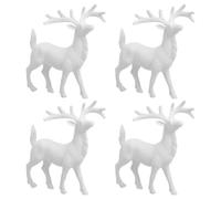 BESTOYARD Figuras de Ciervos Navideños Blancos Adornos de Escritorio Creativos y Realistas de 14cm en Plástico Pack de 4 Piezas para Fiesta de Navidad