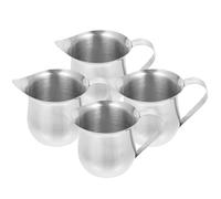 BESTOYARD Juego de 4 Jarritas de Leche de Acero Inoxidable de 90ml con Diseño Original y Mango Único, Taza Medidora Adecuada para Café y Crema Hogar