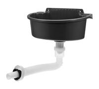 BESTOYARD Lavabo de Pared Pequeño de Plástico Negro con Instalación sin Taladros y Desagüe Antiolor Adecuado para Baños Pequeños y Espacios Estrechos
