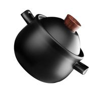 BESTOYARD Olla de Estofado Doméstica de Barro de 1.8l Negra, Multifuncional y Fácil de Limpiar, Adecuado para Reuniones Familiares y Cocinar Arroz o Pollo Guisado
