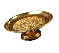 BESTOYARD Plato de Homenaje del Templo Budista Dorado de Aleación Base Alta para Ofrendas, Diseño Retro y Ahorro de Espacio Adecuado para Rituales en Templos
