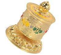 BESTOYARD Rueda de Oración Budista Tibetana Dorada, Adorno Decorativo | Estilo Religioso Vintage, Pieza Compacta, Mesa o Coche, Tono Dorado