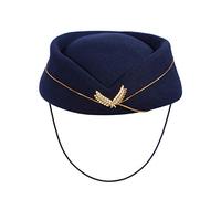 BESTOYARD Sombrero de azafata para mujer, gorro de azafata, cosplay, gorro de avión, accesorio musical (azul marino)