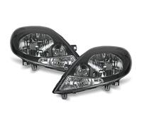 BESTPRICE 2x faros Faros delanteros Faros principales negro H4 sin servomotor Compatible con NISSAN PRIMASTAR, OPEL VIVARO A, RENAULT TRAFIC 2,