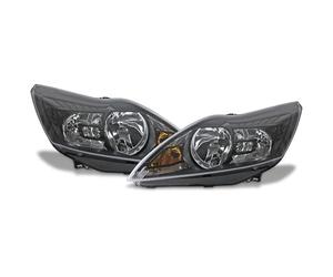 BESTPRICE 2x faros Faros delanteros Faros principales negro H7/H1 con servomotor Compatible con FORD FOCUS Mk2